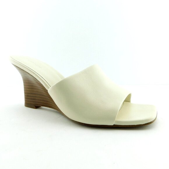VINCE Ivory Leather Wedge Slide Heel Sandals 8.5US / 39EU - Picture 1 of 8